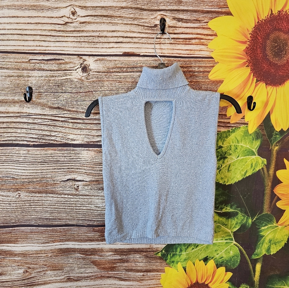 Lt. Blue With Silver Sparkles Sleeveless Turtleneck Top